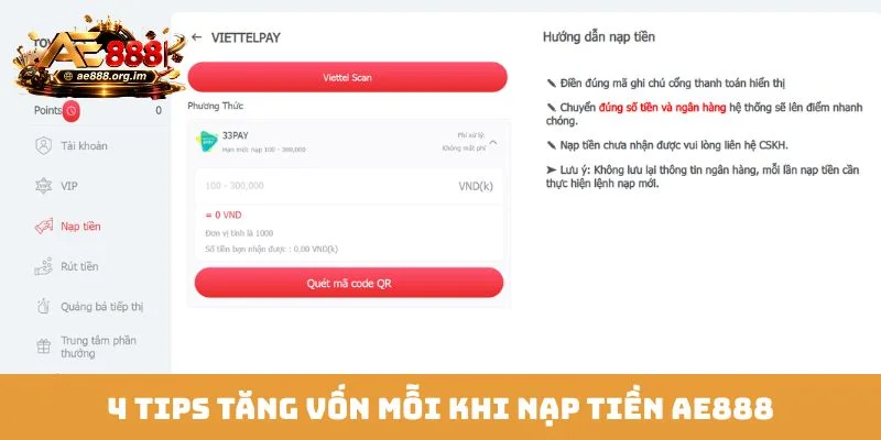 4 tips tăng vốn mỗi khi nạp tiền AE888