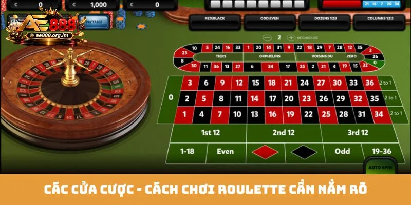 Các cửa cược - Cách chơi Roulette cần nắm rõ