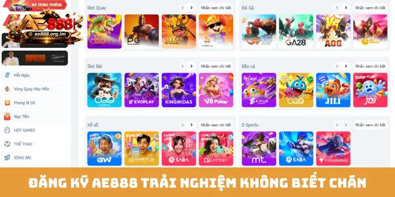 Đăng ký AE888 trải nghiệm không biết chán