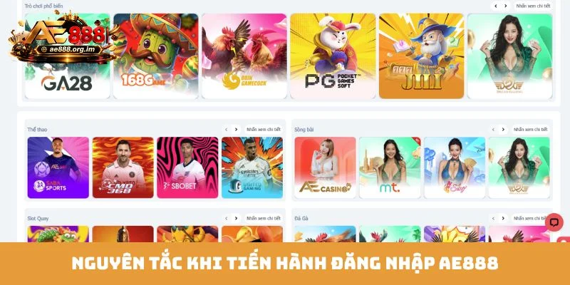 Nguyên tắc khi tiến hành đăng nhập AE888